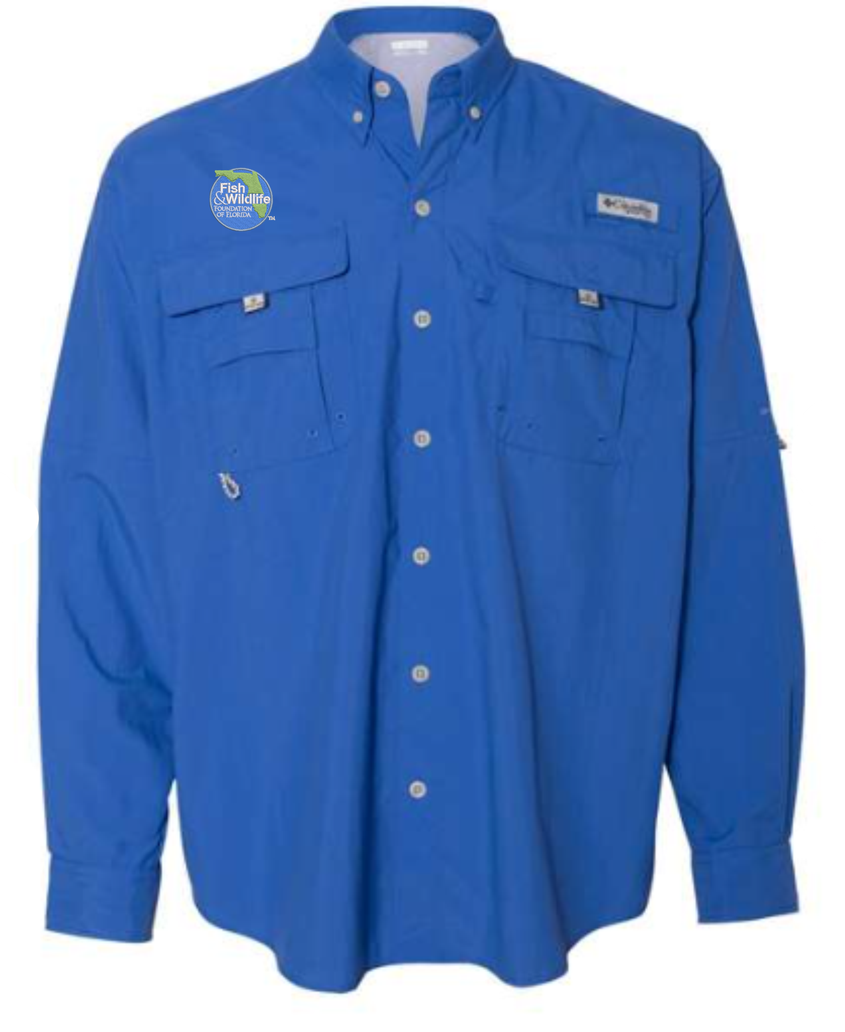 Columbia Long Sleeve Button Up Down PFG Fishing Shirt, Men's XL (Blue)